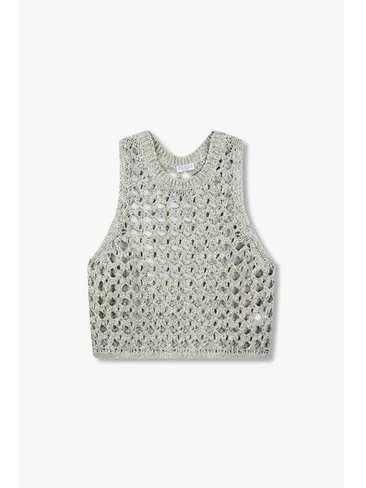 Women s Big Net Crochet Vest Melange Gray - BRUNELLO CUCINELLI - BALAAN 1