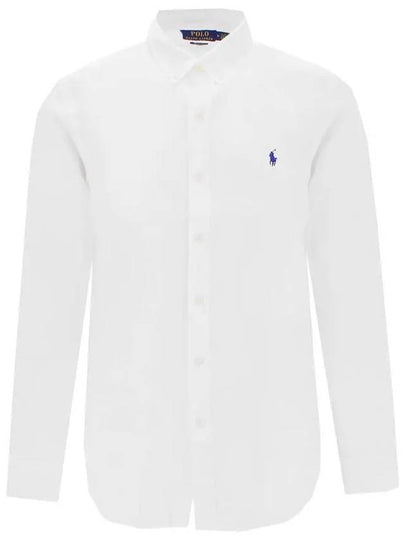 Embroidered Pony Linen Long Sleeve Shirt White - POLO RALPH LAUREN - BALAAN 2