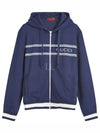 Logo Stripe Print Zip Up Hoodie Midnight Blue - GUCCI - BALAAN 2