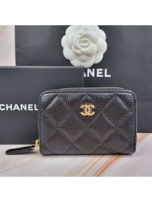 Classic Zipped Coin Purse Grained Calfskin & Gold Black - CHANEL - BALAAN 2