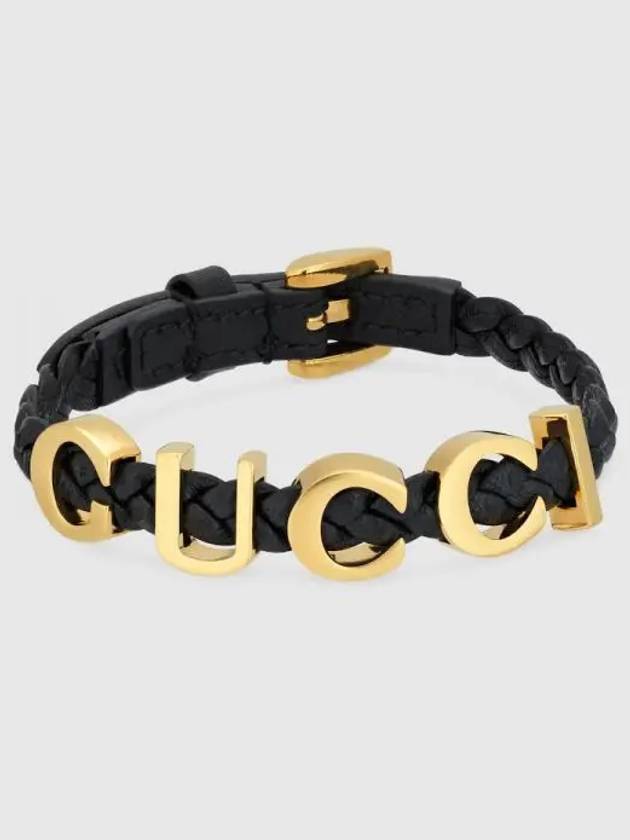 Logo Lettering Leather Bracelet Black - GUCCI - BALAAN 2