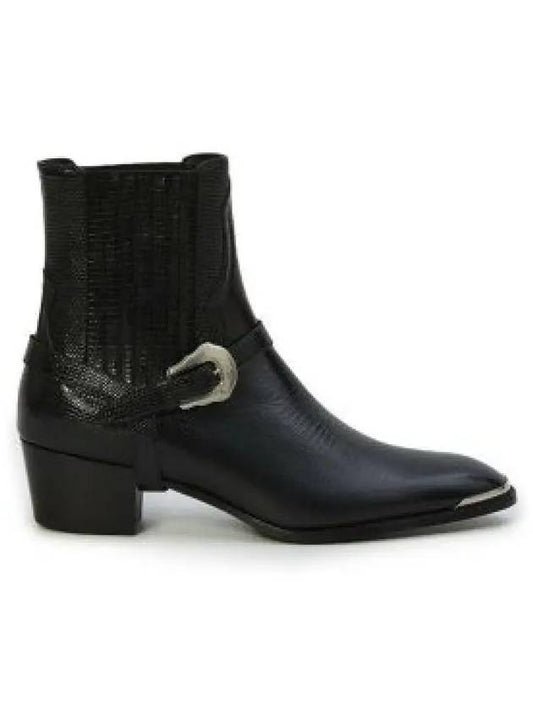 Harness Metal Toe Tejus Stamped Calfskin Western Chelsea Boots Black - CELINE - BALAAN 2