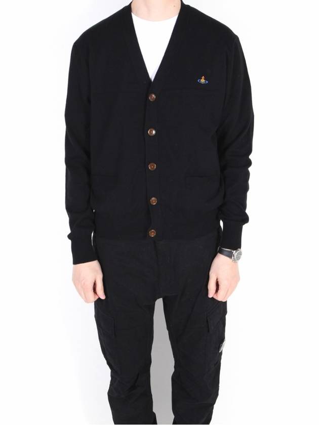 ORB Logo V-Neck Cardigan Black - VIVIENNE WESTWOOD - BALAAN 2