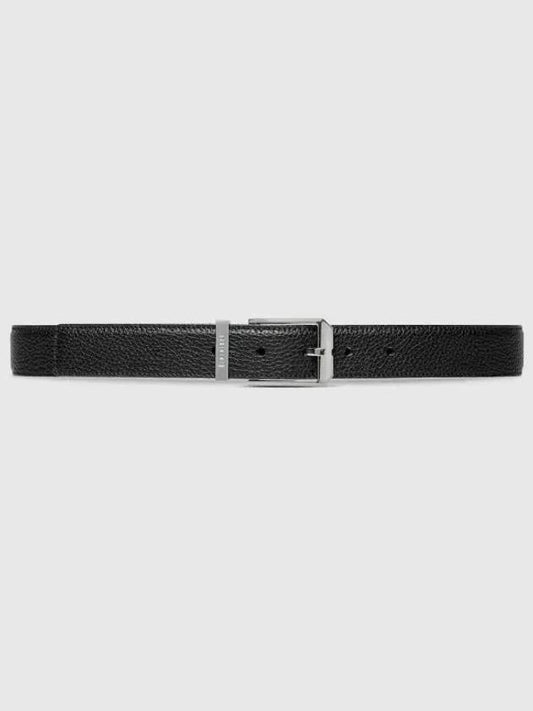 Rectangular Leather Buckle Belt Black - GUCCI - BALAAN 2