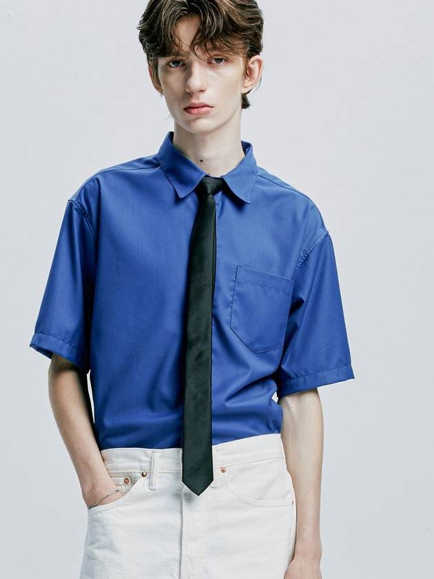 Slim Tie Set Fine Twill Tip Half Shirt Blue - S SY - BALAAN 4