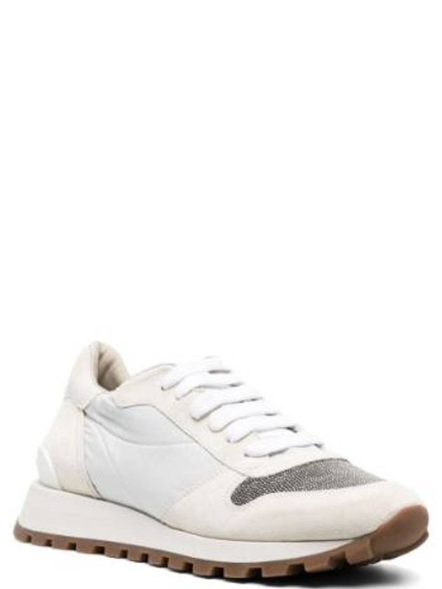 Suede Techno Fabric Runner Low Top Sneakers White - BRUNELLO CUCINELLI - BALAAN 4