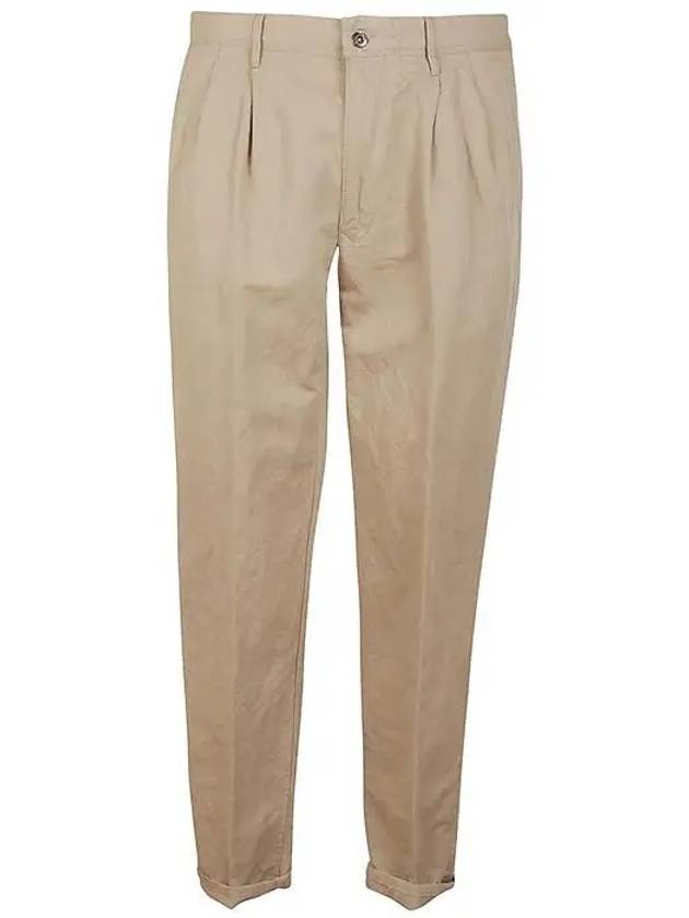 Linen tapered pants beige - INCOTEX - BALAAN 4