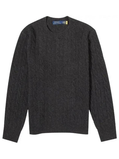 Embroid Logo Cable Knit Top Dark Grey - POLO RALPH LAUREN - BALAAN 2