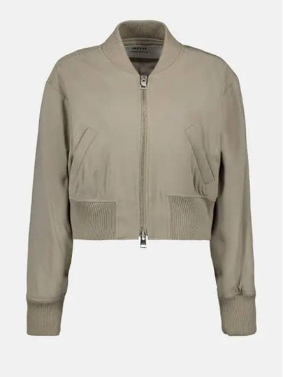 Crop Zipper Bomber Jacket Light Taupe - AMI - BALAAN 2