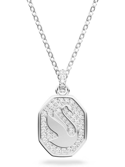 Signum Swan Rhodium Pendant Necklace Silver - SWAROVSKI - BALAAN.