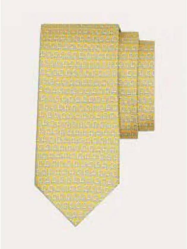 Interwoven Gancini Print Silk Tie Beige - SALVATORE FERRAGAMO - BALAAN 2