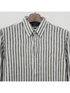 Logo Stripe Linen Long Sleeve Shirt Green - POLO RALPH LAUREN - BALAAN 8