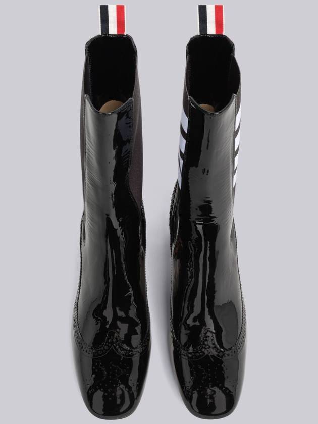 Soft Patent Leather Mid 4 Bar Stripe Chelsea Boots Black - THOM BROWNE - BALAAN 4