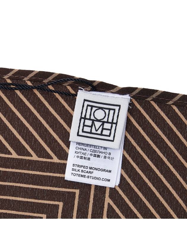 Striped Monogram Silk Scarf Brown - TOTEME - BALAAN 7