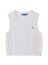 W cable knit cotton V neck sweater vest white - POLO RALPH LAUREN - BALAAN 1