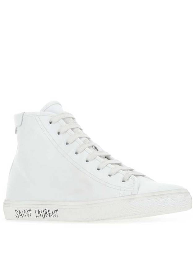 Malibu Mid Leather High Top Sneakers - SAINT LAURENT - BALAAN 3