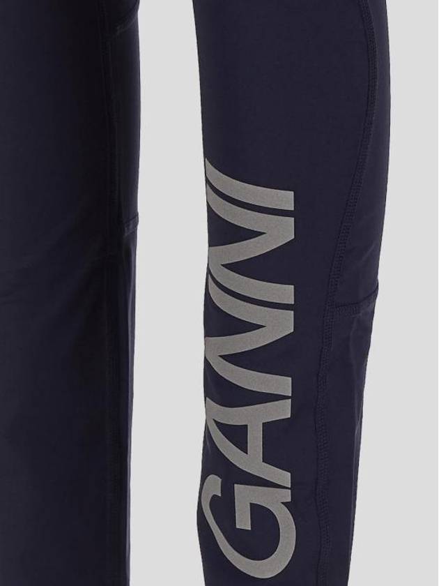 Logo Print Panel LeGGings Navy - GANNI - BALAAN 4