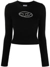 M-Areesa Jumper Embroidered Cut-Out Logo Knit Top Black - DIESEL - BALAAN 2