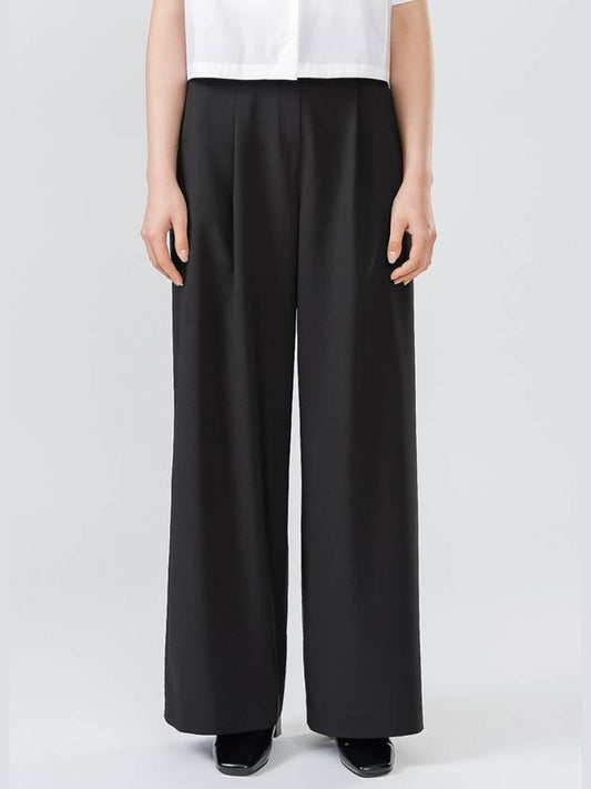 Denzel summer office look set-up belted point high waist wide pants black DENZEL09BK - RAMUSTUDIO - BALAAN 2