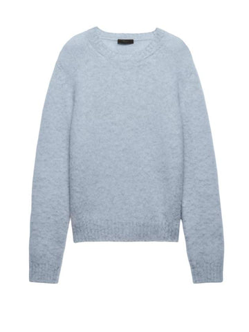 Shetland Wool Crewneck Sweater Light Blue - PRADA - BALAAN 1