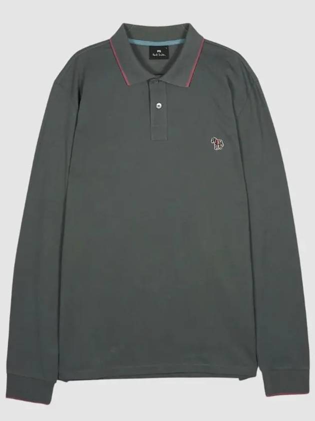 Zebra Logo Long Sleeve Polo Shirt Dark Grey - PAUL SMITH - BALAAN 3