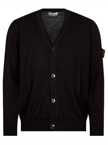 Pure Light Wool Knit Cardigan Black - STONE ISLAND - BALAAN 1