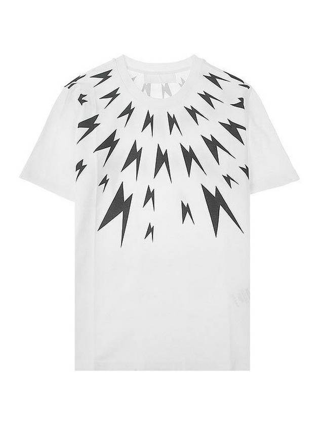 Lightning Print Oversized Fit Short Sleeve T-Shirt White - NEIL BARRETT - BALAAN 1