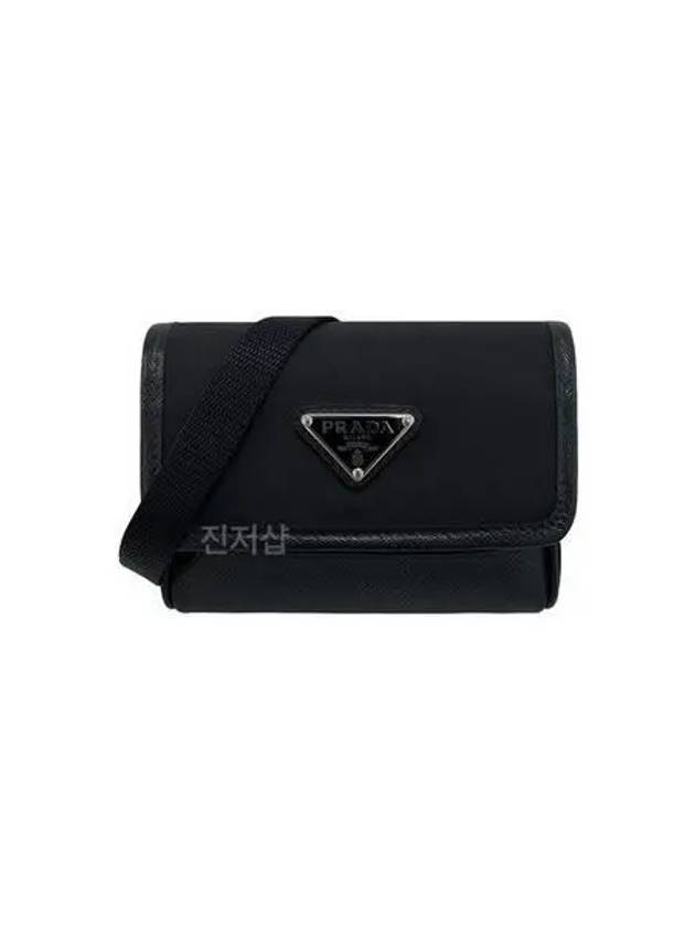 Re nylon triangle logo mini pouch cross bag black 2 1045936 - PRADA - BALAAN 1