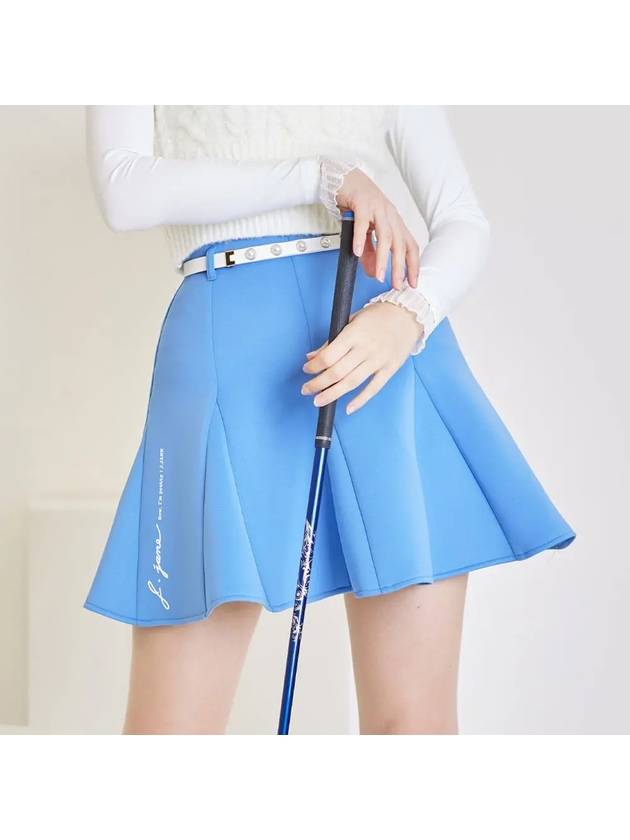 Golf Wear Pearl Belt Flare Skirt Blue - J JANE - BALAAN 1