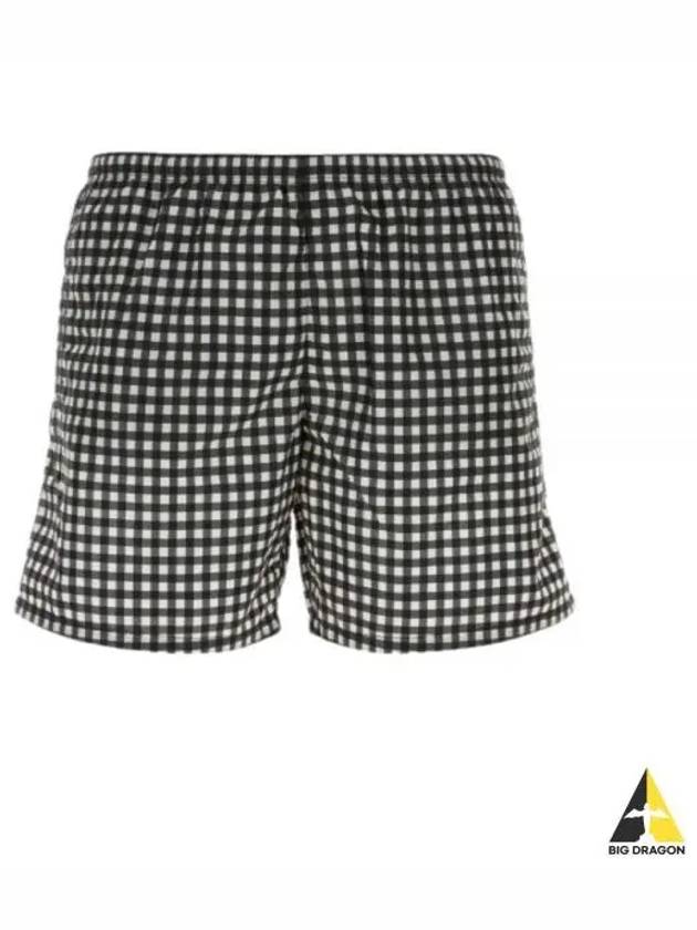 Gingham Check Re-Nylon Swim Shorts White Black - PRADA - BALAAN 2