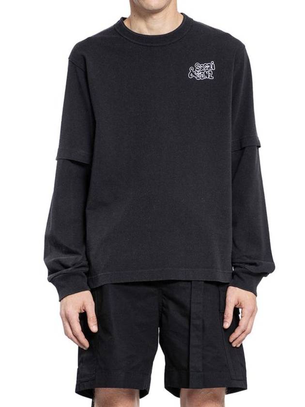 Logo Crew Neck Long Sleeve T-Shirt Black - SACAI - BALAAN 1