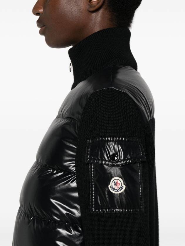 Padded Wool Cardigan Black - MONCLER - BALAAN 6