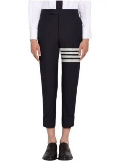 Plain Weave 4-Bar Elastic Waist Track Pants Black - THOM BROWNE - BALAAN 2