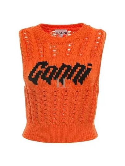 Women's Knit Crop Vest Orange - GANNI - BALAAN 2