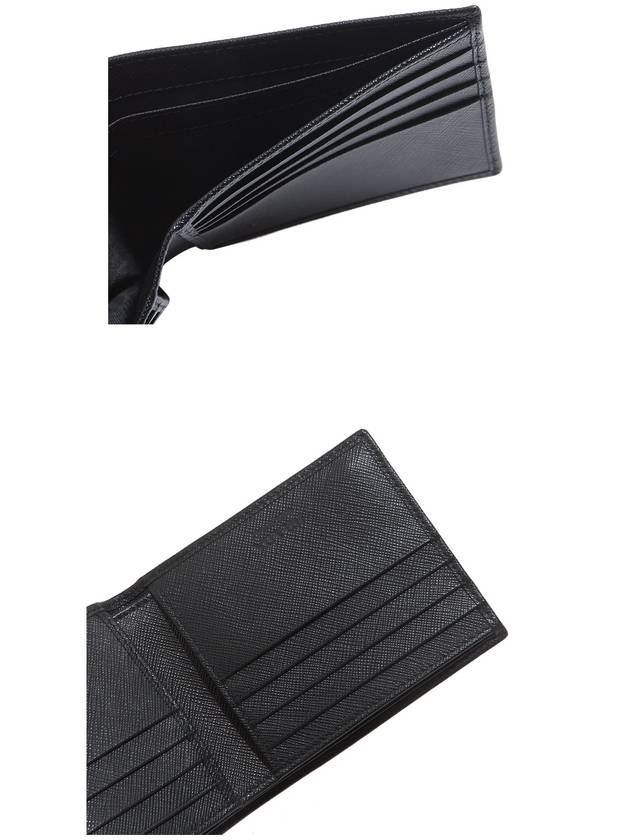 Triangle Logo Saffiano Half Wallet Black - PRADA - BALAAN 8