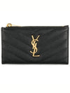 Monogram Fragment Zipper Card Wallet Black - SAINT LAURENT - BALAAN 2