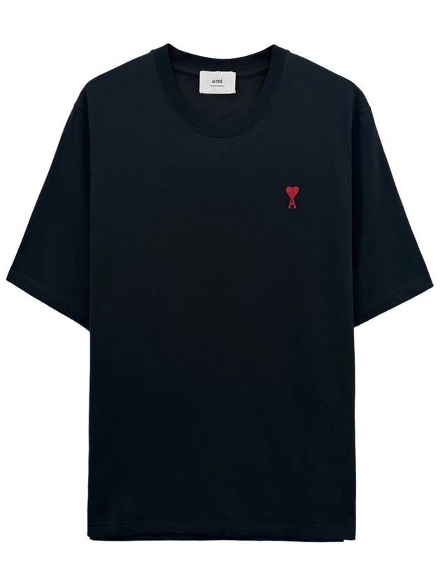 Small Heart Logo Boxy Fit Short Sleeve T-Shirt Black - AMI - BALAAN 2