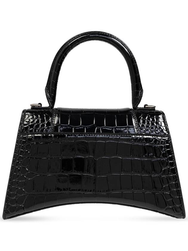 Hour Glass Croco Print Shoulder Bag Black - BALENCIAGA - BALAAN 4