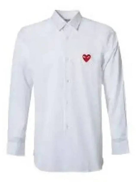 Men's Red Heart Long Sleeve Shirt White - COMME DES GARCONS - BALAAN 2