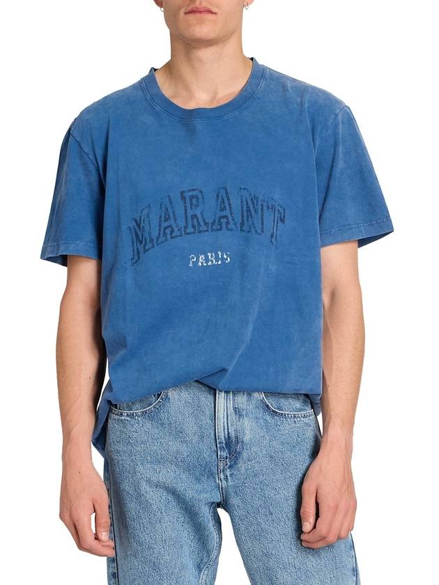 Honore Logo Cotton Short Sleeve T-Shirt Blue - ISABEL MARANT - BALAAN 4