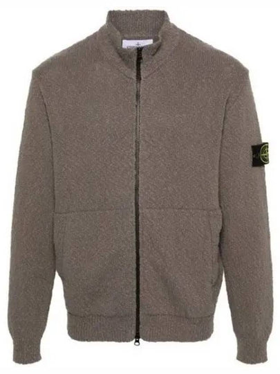 Logo Badge Full Zipper Loose Fit Cotton Cardigan Dove Grey - STONE ISLAND - BALAAN 2