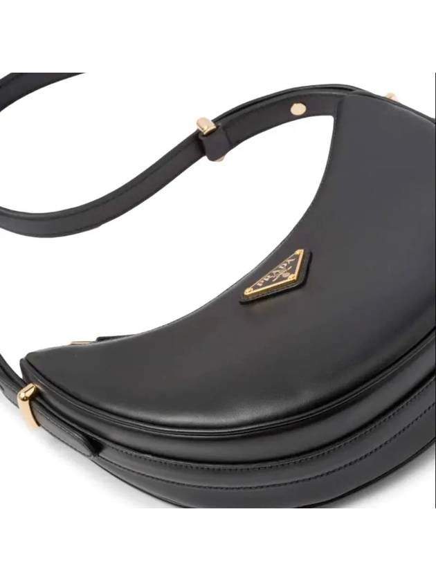 Arque Leather Shoulder Bag Black - PRADA - BALAAN 3