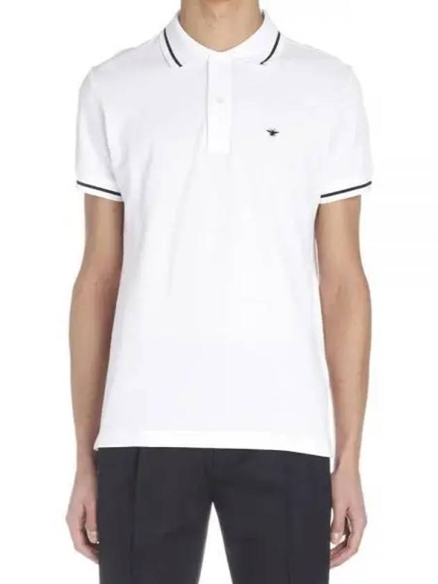 Embroidery Bee Polo Shirt White - DIOR - BALAAN 2