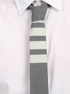 4-Bar Plain Wool Tie Grey - THOM BROWNE - BALAAN 4