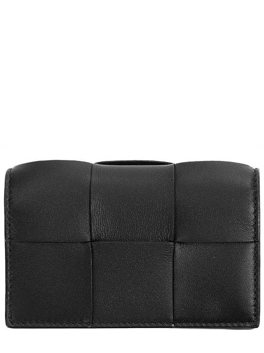 Women's Intrecciato Cassette Card Wallet Black - BOTTEGA VENETA - BALAAN 2