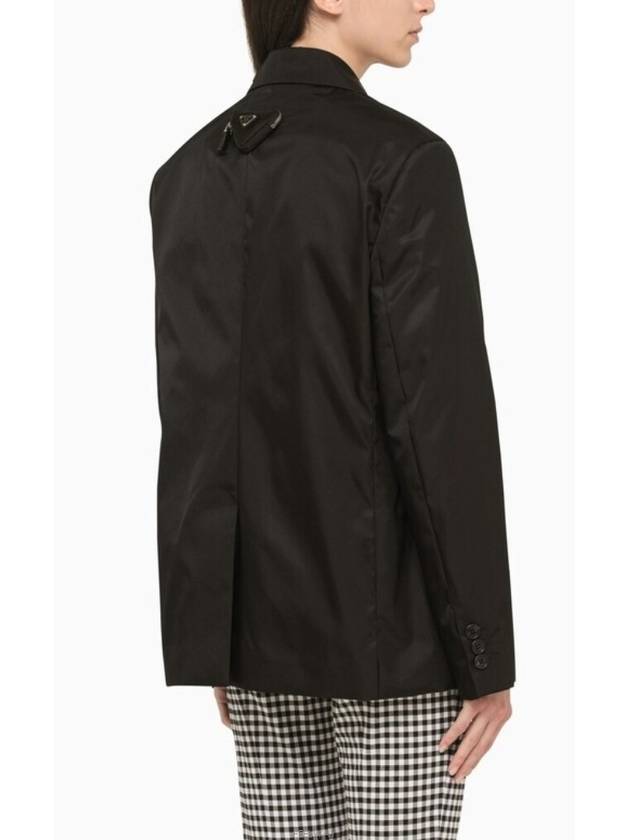 Single Breasted Nylon Blazer Jacket Black - PRADA - BALAAN 3