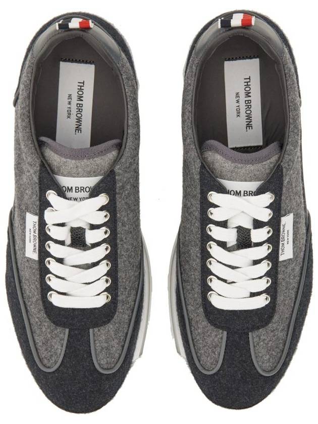 Flannel Clear Sole Low Top Sneakers Grey - THOM BROWNE - BALAAN 3