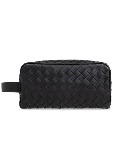 Bottega Veneta Toiletry Bag Intrecciato, Men's, Black - BOTTEGA VENETA - BALAAN 1