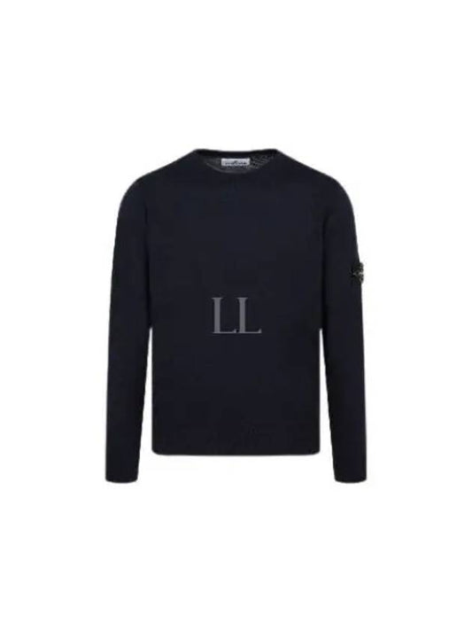 Logo Patch Round Neck Knit Top Navy - STONE ISLAND - BALAAN 2