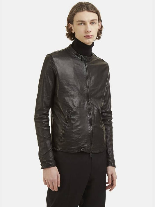 Round Neck Leather Biker Jacket - GIORGIO BRATO - BALAAN 1